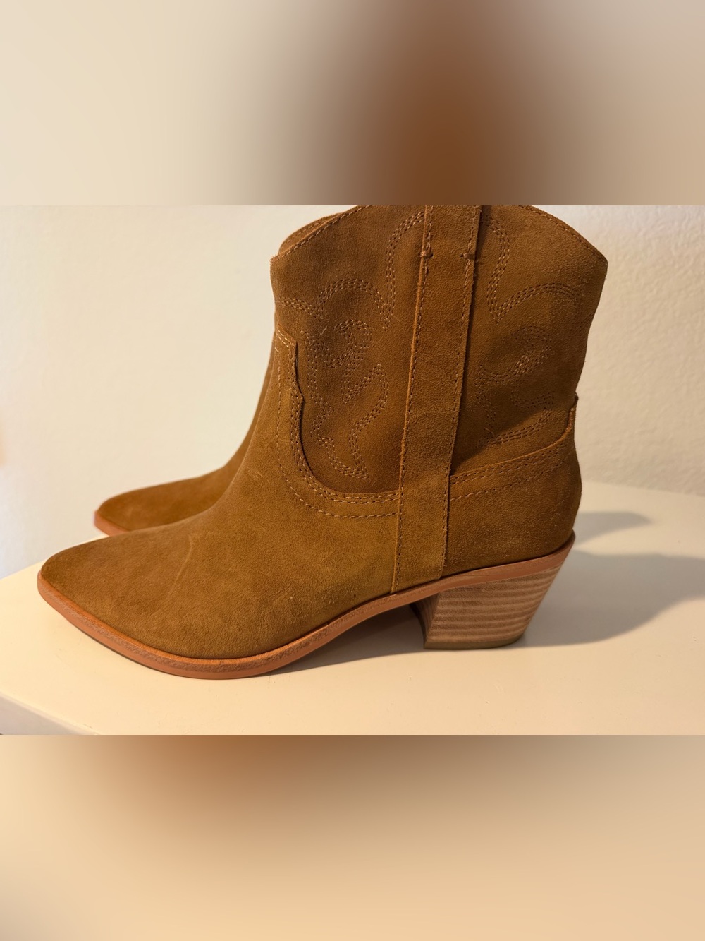 Dolce Vita Suede Ankle Bootie in Chestnut Brown - Picture 3 of 6